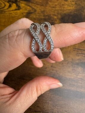 Sterling Silver Pave Infinity Design Band Ring - Women Jewelry